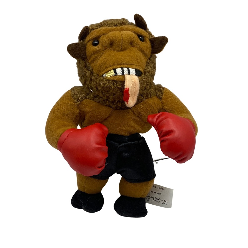 Vintage Famous Meanies Mike Bison Boxer Plush Toy‎ Tyson Boxing Gloves